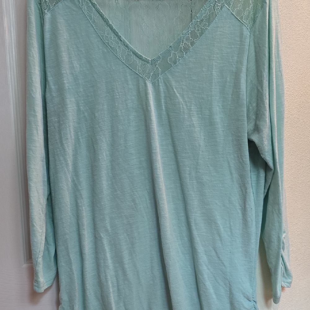 Vanity Light Blue Lace Trim Top